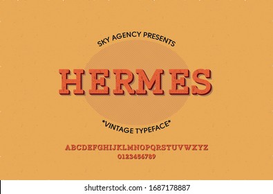 Vintage style font and alphabet for different designs. Hermes typeface