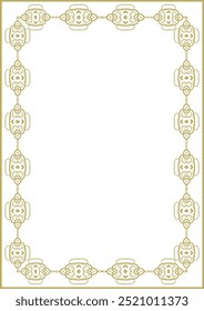 Vintage-Rahmen im A4-Format. Elegantes goldenes Ornament. Version 17. Vektorgrafik