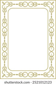 Vintage style frame in A4 format. Elegant golden ornament. Version 14. Vector illustration