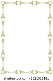 Vintage style frame in A4 format. Elegant golden ornament. Version 16. Vector illustration