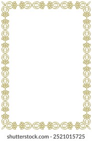 Vintage style frame in A4 format. Elegant golden ornament. Version 3. Vector illustration