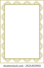 Quadro estilo vintage em formato A4. Elegante ornamento dourado. Versão 38. Ilustração vetorial