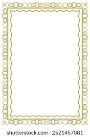 Marco de estilo Antiguas en formato A4. Elegante adorno dorado. Versión 28. Ilustración vectorial