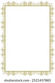 Vintage style frame in A4 format. Elegant golden ornament. Version 32. Vector illustration