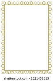 Vintage style frame in A4 format. Elegant golden ornament. Version 27. Vector illustration