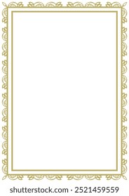 Quadro estilo vintage em formato A4. Elegante ornamento dourado. Versão 20. Ilustração vetorial
