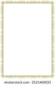 Vintage style frame in A4 format. Elegant golden ornament. Version 18. Vector illustration