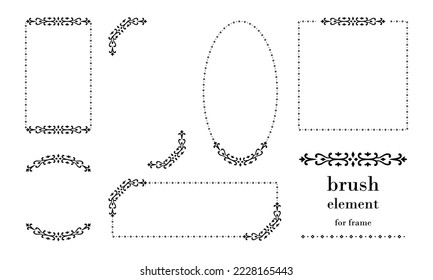 Vintage style frame illustration set and brush elements for arrangement (white background, vector, clipping)
