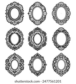 Vintage style frame, set of Vector flies