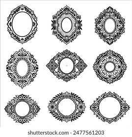 Vintage style frame, set of Vector flies