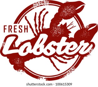 Vintage Style Fresh Lobster Stamp