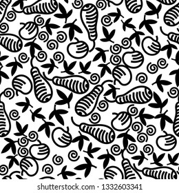 Vintage style fruit theme seamless pattern with pear, apple, leaf, curl objects.
Drag and drop into symbols and use