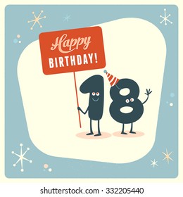 Vintage style funny 18th birthday Card.