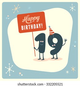 Vintage style funny 19th birthday Card.