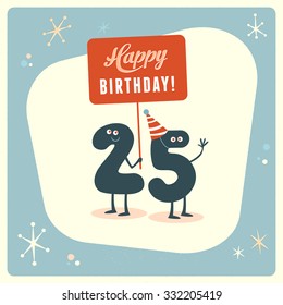 Vintage style funny 25th birthday Card.