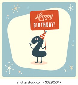 Vintage style funny 2nd birthday Card.