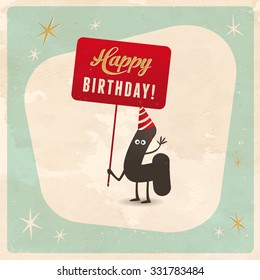 Vintage style funny 4th birthday Card  - Editable, grunge effects can be easily removed for a brand new, clean sign.