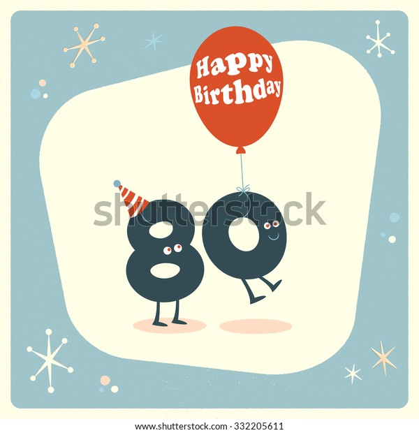 Vintage Style Funny 80th Birthday Card Stock Vector (Royalty Free ...