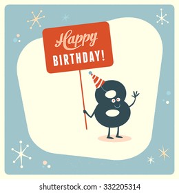 Vintage Style Funny 8th Birthday Card.