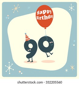 Vintage style funny 90th birthday Card.