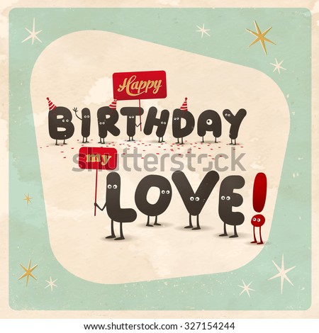 vintage style funny birthday card happy stock vector royalty free birthday love card