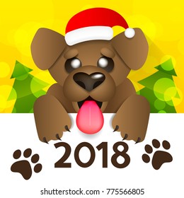 Vintage style funny greeting card - Happy New Year 2018 - Editable, grunge effects can be easily removed for a brand new, clean sign.
