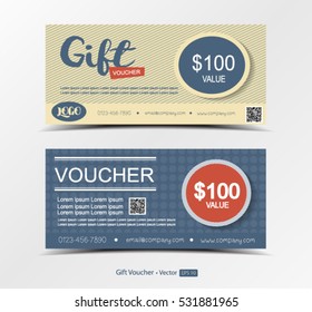 Vintage style gift voucher, discount voucher template- vector