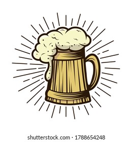 vintage style glass full of tasty alcohol beer, foam and bubbles perfect for bar vector illustration design