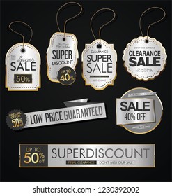 Vintage Style golden Sale labels Design vector collection