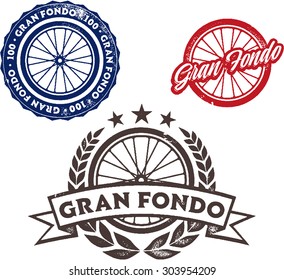 Vintage Style Gran Fondo Bicycle Ride Stamps