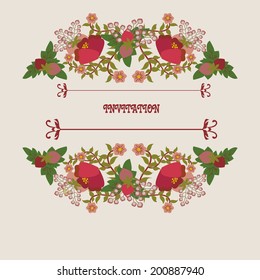 Vintage style Greeting card - Illustration set of vintage floral frame - Illustration