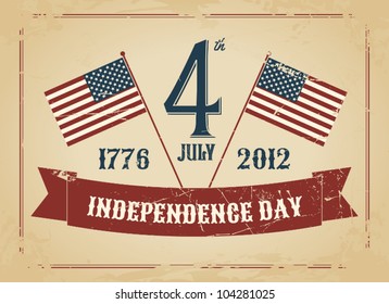 Vintage style greeting card for Independence Day.