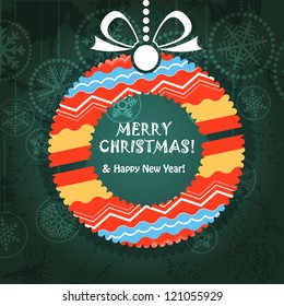  Vintage style greeting card with ornamented wreath