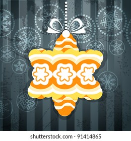 Vintage style greeting card with ornamented christmas bauble