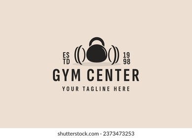 vintage style gym center logo vector icon illustration