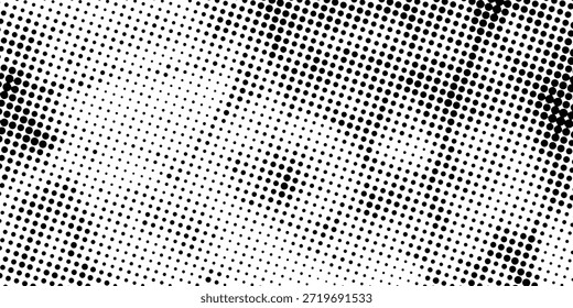 Fondo de patrón de puntos de semitono de estilo Antiguas con textura grunge y noise para diseños editoriales y artísticos.