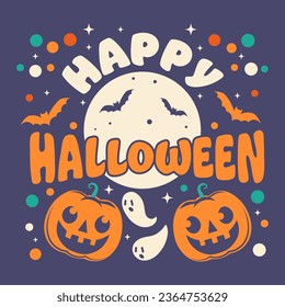 vintage style Halloween t-shirt design, All Hallows Eve t-shirt, happy Halloween design 