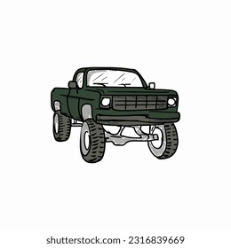 Vintage Style Hand Draw 4x4 Car Design Vector
