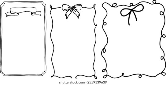 vintage style hand drawing frames with bow