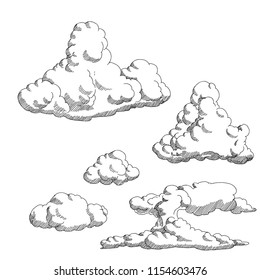 Set Clouds Hand Drawn Vintage Retro Stock Vector (Royalty Free ...
