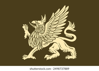 vintage style hand drawn Griffin illustration