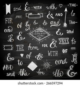 Vintage Style Hand Lettered Ampersands and Catchwords for Logo and Label Designs. Chalkboard Style.