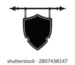 Vintage style hanging shield sign, perfect for a tavern, shop, or medieval emblem, classic arrow design.
