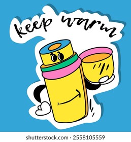 vintage style hiking sticker concept. Groovy hiking sticker