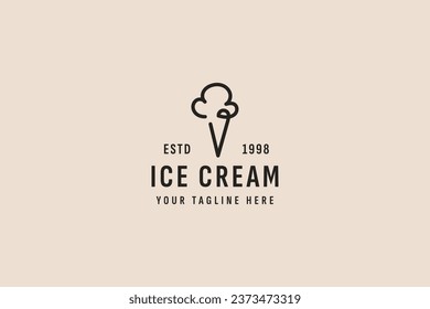 vintage style ice cream logo vector icon illustration