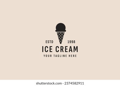 vintage style ice cream logo vector icon illustration