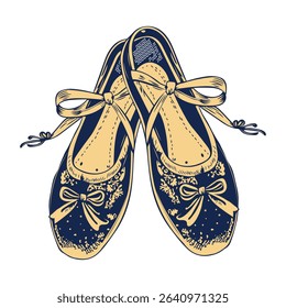 Vintage style icon depicting ballet shoes