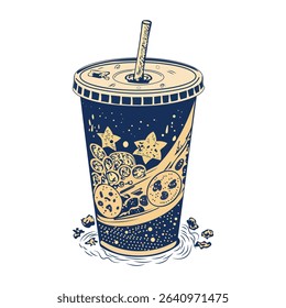 Vintage style icon of a drink cup