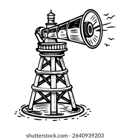 A vintage style icon of a ship foghorn