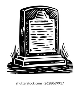 A vintage style icon showing memorial plaque 